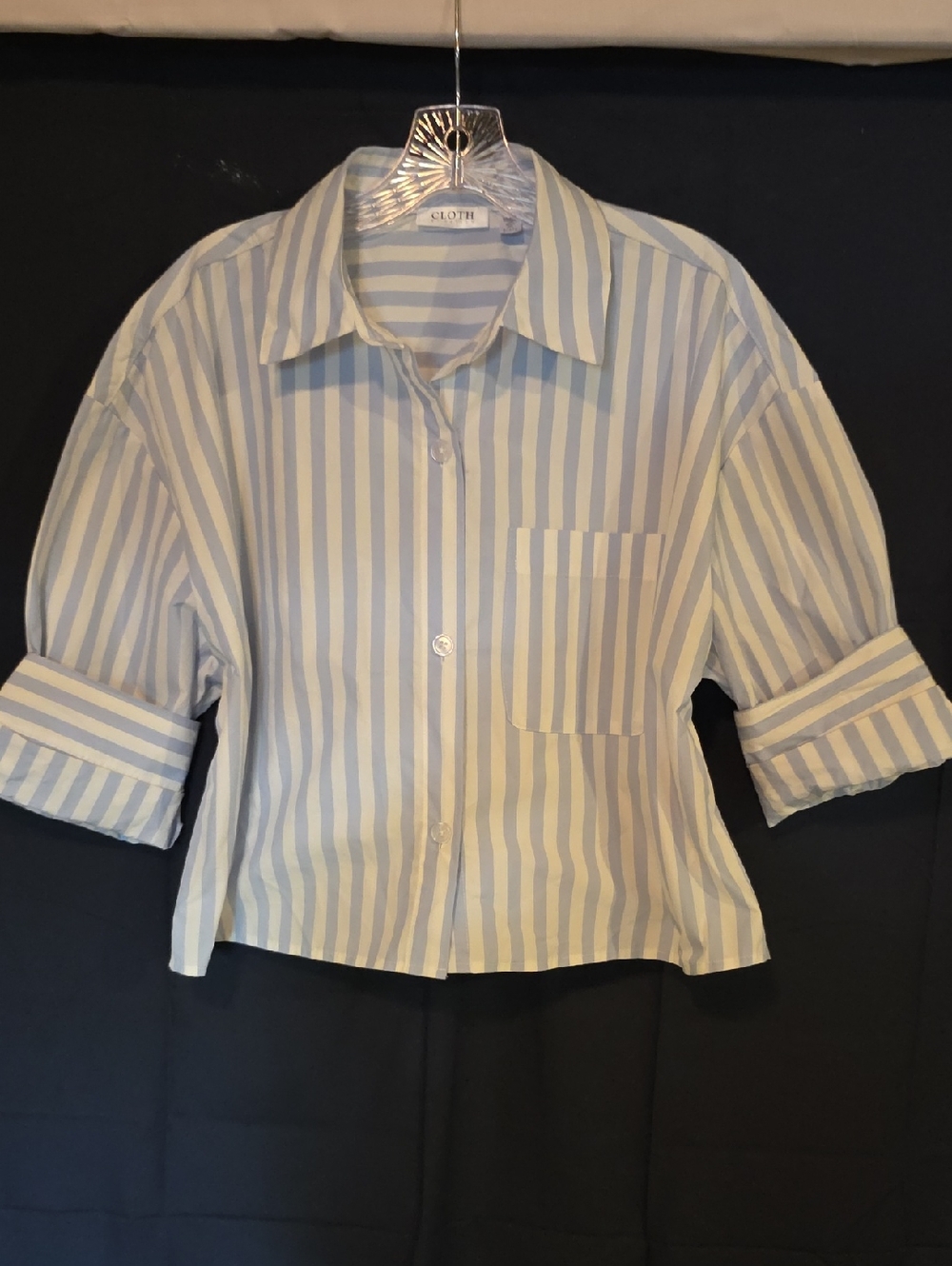 Cloth by Design Blue and White Striped Button-Up
